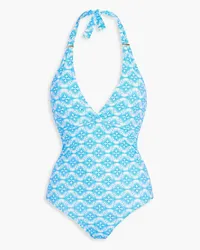 Melissa Odabash Rimni printed halterneck swimsuit - Blue Blue