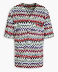 Missoni Appliquéd crochet-knit cotton shirt - Purple Purple