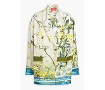 Climene floral-print silk-twill blazer - Green