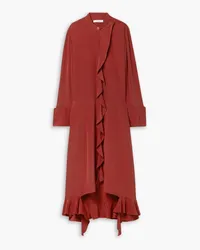 tibi Ruffled silk shirt dress - Red Red