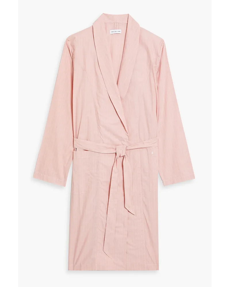 Hamilton and Hare Pinstriped cotton-poplin robe - Pink Pink