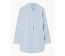 Wednesday embroidered pinstriped cotton-poplin shirt - Blue