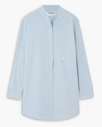 Jil Sander Wednesday embroidered pinstriped cotton-poplin shirt - Blue Blue