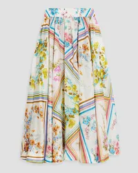 Zimmermann Printed silk midi skirt - White White