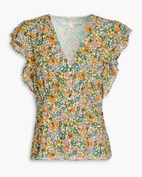 Veronica Beard Polly ruffled floral-print silk-crepe top - Multicolor Multicolor