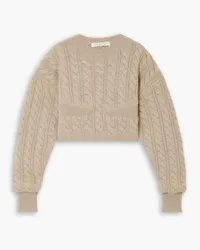 Christopher Esber Cropped cable-knit wool and cashmere-blend sweater - Neutral Neutral