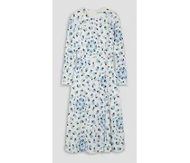Tazmin floral-print textured stretch-cotton midi dress - Blue