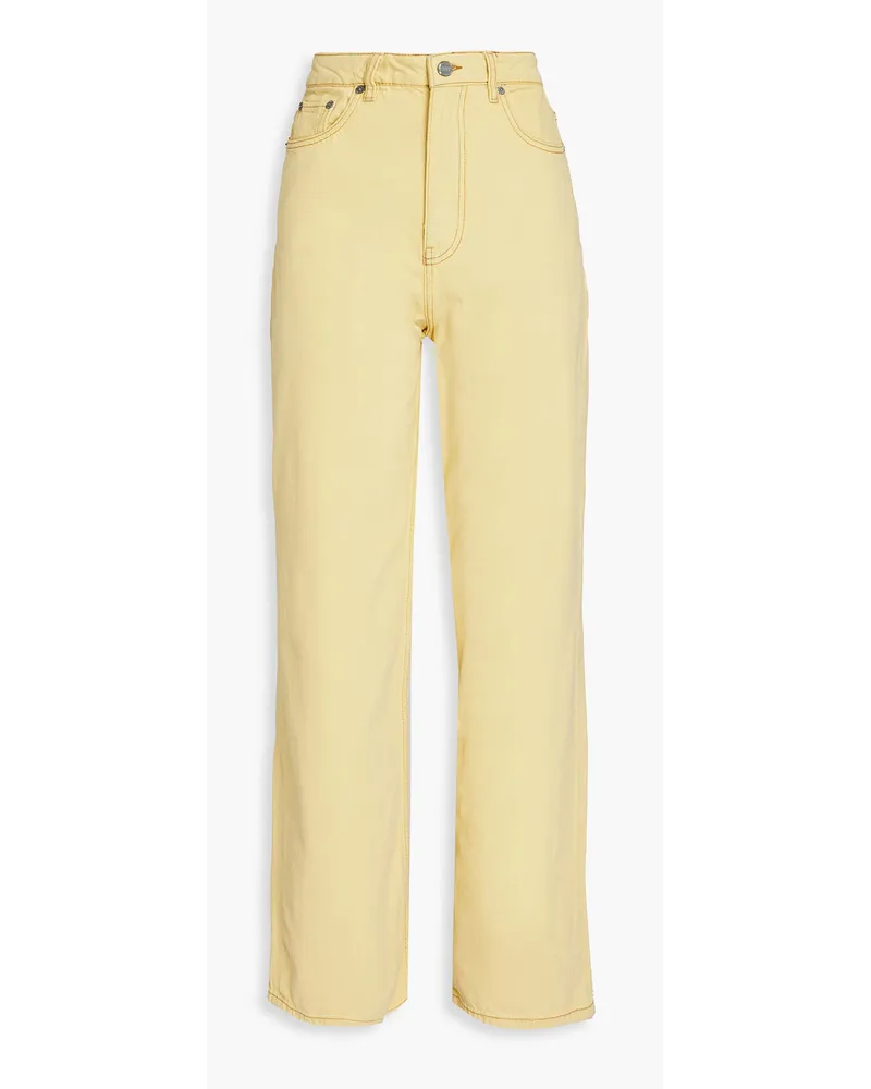 Ganni High-rise wide-leg jeans - Yellow Yellow