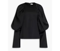 Pallidana pleated wool-blend gazar blouse - Black