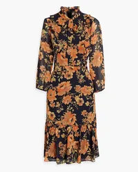 Mikael Aghal Pussy-bow floral-print crepe dress - Black Black