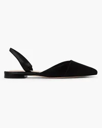 Porte & Paire Satin slingback point-toe flats - Black Black