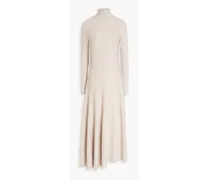 Wool-blend turtleneck midi dress - Neutral