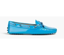 Bow-detailed patent-leather loafers - Blue