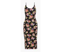 Alice Olivia - Delora floral-print stretch-jersey midi dress - Black