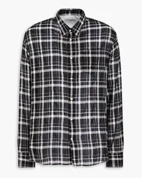 Officine Generale Checked cotton-blend shirt - Black Black