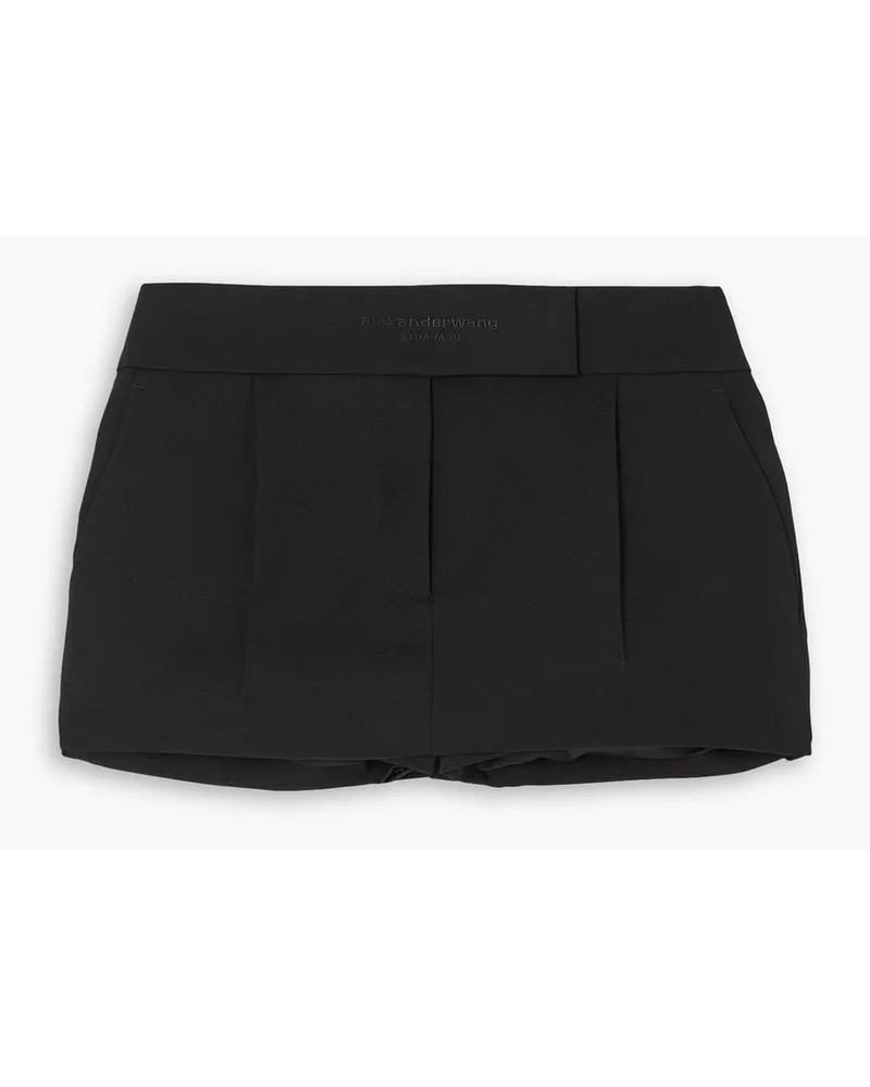 Alexander Wang Embroidered pleated wool-twill shorts - Black Black