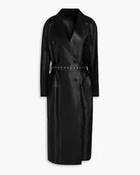 Valentino Garavani Double-breasted belted leather coat - Black Black