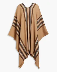 Nili Lotan Brita fringed striped wool-blend poncho - Neutral Neutral