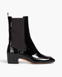 Thom Browne Perforated patent-leather ankle boots - Black Black