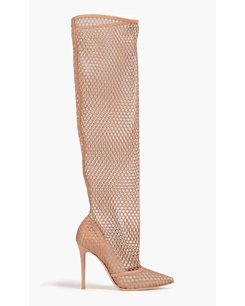 Celia fishnet over-the-knee boots - Neutral