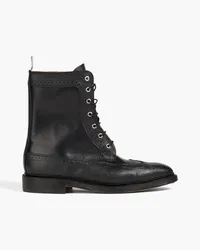 Thom Browne Smooth and pebbled-leather brogue boots - Black Black