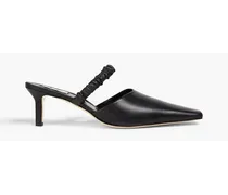 Ruched leather mules - Black