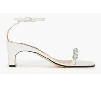 Embellished patent-leather sandals - White