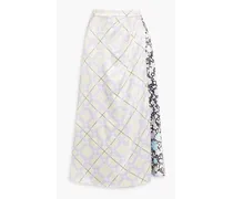 Ida wrap-effect printed satin midi skirt - Multicolor