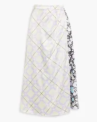 Olivia Rubin Ida wrap-effect printed satin midi skirt - Multicolor Multicolor