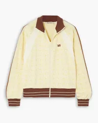 Wales Bonner Shine crochet-trimmed cotton-jacquard track jacket - Yellow Yellow