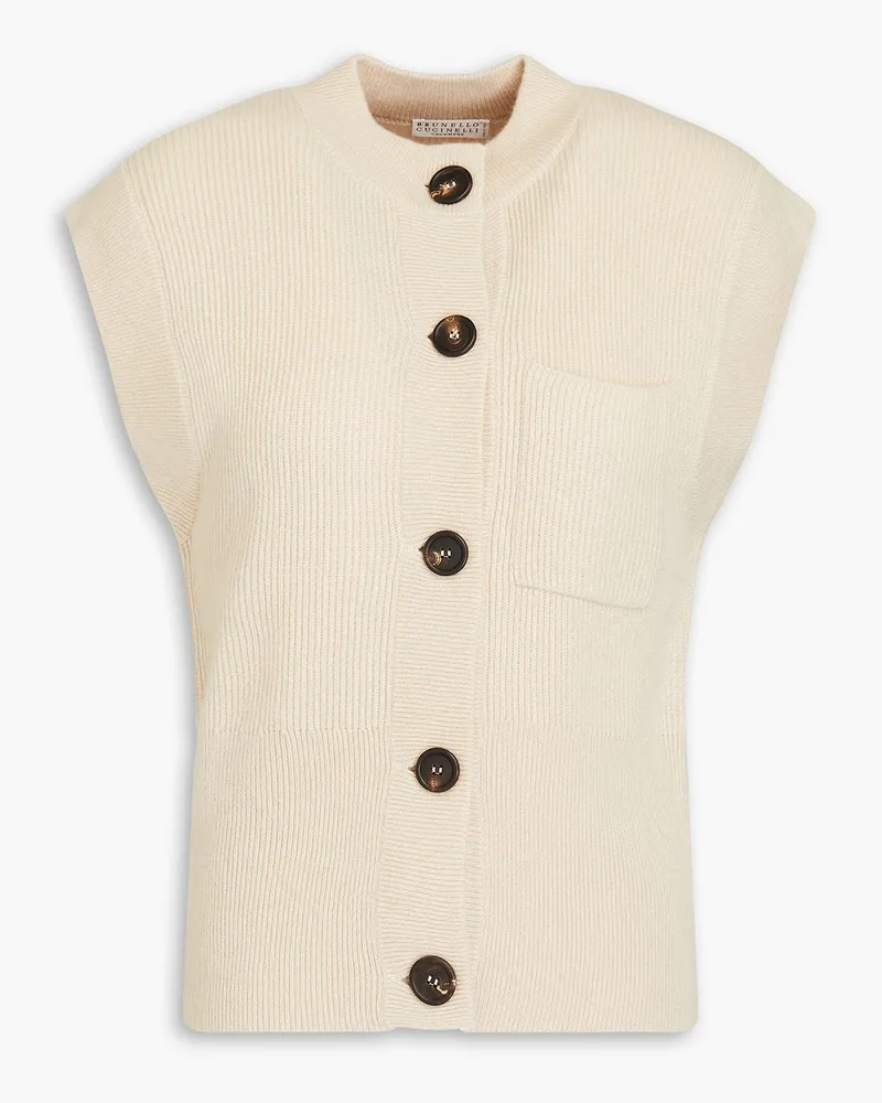 Brunello Cucinelli Ribbed cashmere vest - Neutral Neutral