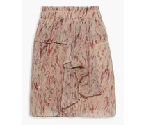 Joucas ruffled printed Lurex mini skirt - Neutral