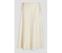 Wrap-effect satin midi skirt - White
