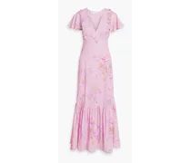 Vinnie floral-print fil coupé cotton maxi dress - Pink