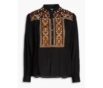Bettina embroidered crepe blouse - Black