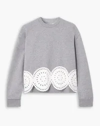 Stella McCartney Broderie anglaise-trimmed cotton-jersey sweatshirt - Gray Gray