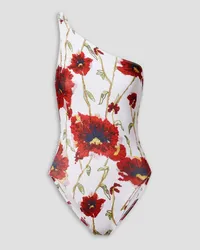 Norma Kamali Mio one-shoulder floral-print swimsuit - White White