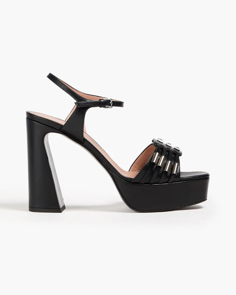 Alberta Ferretti Studded leather platform sandals - Black Black