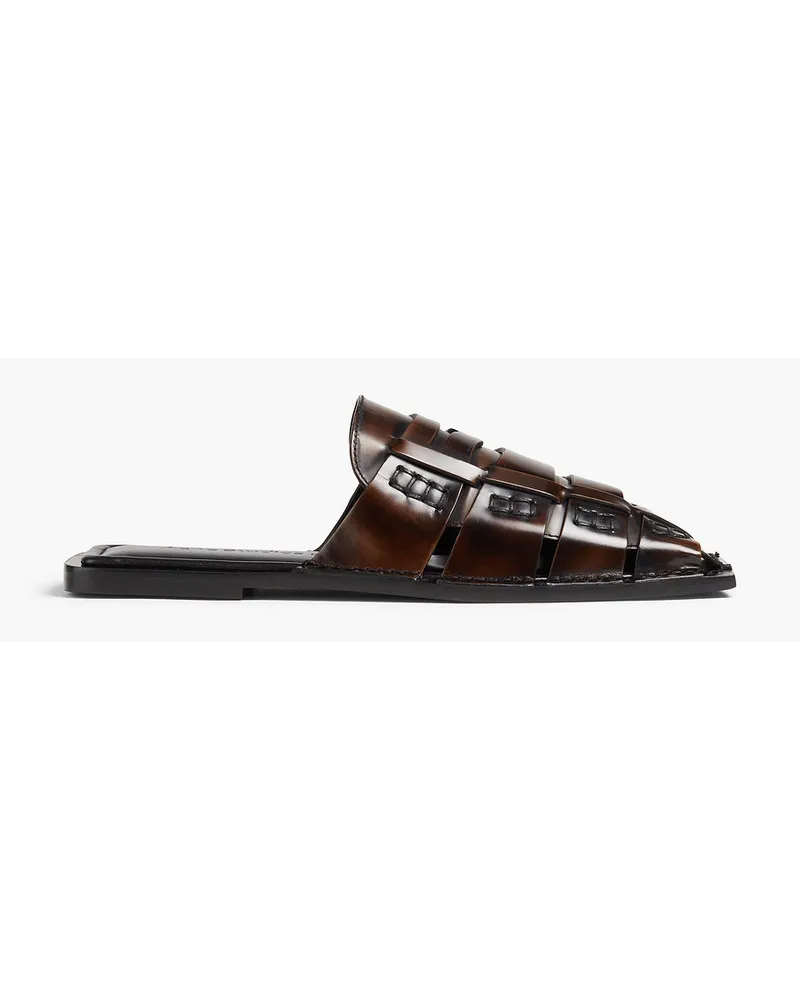 Acne Studios Burnished leather slippers - Brown Brown