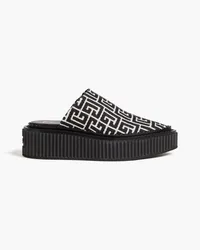 Balmain Uda 50 logo-jacquard mules - Black Black