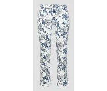 Floral-print high-rise straight-leg jeans - Blue