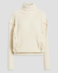 palmer//harding Possibility lace-up ribbed wool and cotton-blend turtleneck sweater - White White