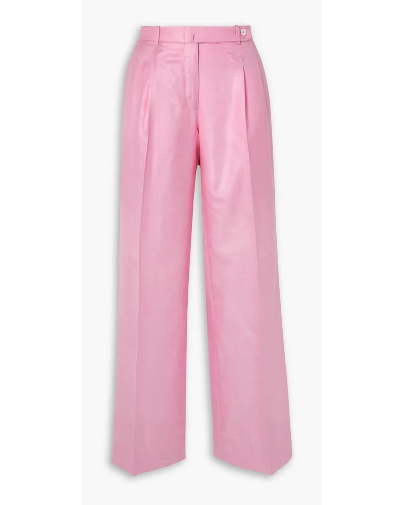 Brioni Capri silk, cashmere and linen-blend straight-leg trousers - Pink Pink