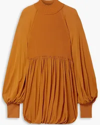 Proenza Schouler Paneled jersey and ribbed-knit top - Brown Brown