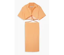 Cutout embellished linen-blend maxi dress - Orange