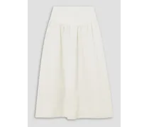 Lyla gathered canvas midi skirt - White