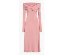 Cerna off-the-shoulder twist-front jersey midi dress - Pink