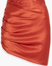 mason by michelle mason Asymmetric ruched silk-satin mini skirt - Red Red