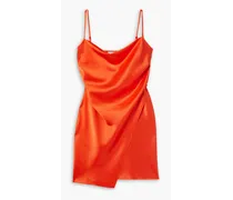 Emila wrap-effect satin mini dress - Orange