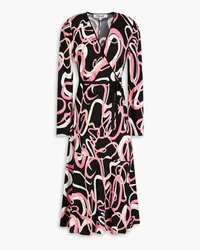 Diane von Furstenberg Anika printed crepe midi wrap dress - Black Black